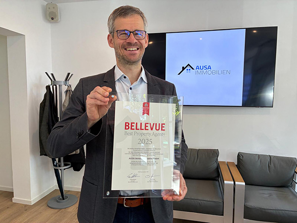 Auszeichnung BELLEVUE Best Property Agents 2025 für AUSA Immobilienmakler GmbH