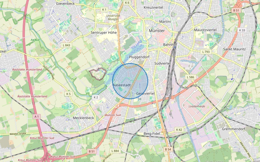 Lage Münster-Aaseestadt
