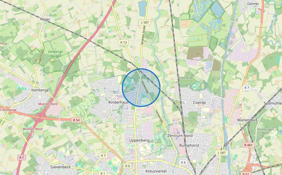 Lage Münster Kinderhaus / Zentrum Nord