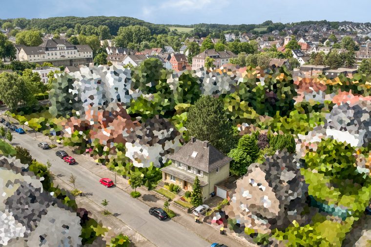 Stadtvilla in Castrop-Rauxel – Luftaufnahme mit Blick über die Stadt